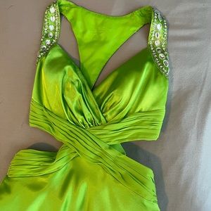 Bright green prom dress, size 0
